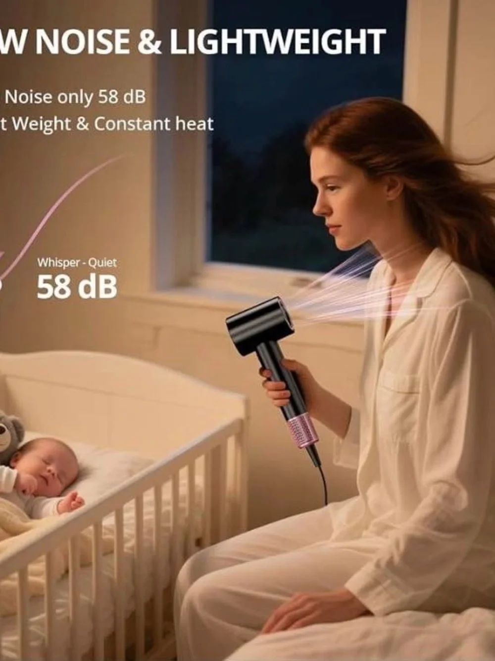 NEW - Pink Ionic Hair Dryer with Diffuser,  RPM High Speed